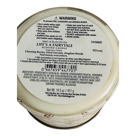 Bath & Body Works DISNEY PRINCESS Life's A Fairytale 3-Wick Candle 2026 NEW - Picture 4 of 5